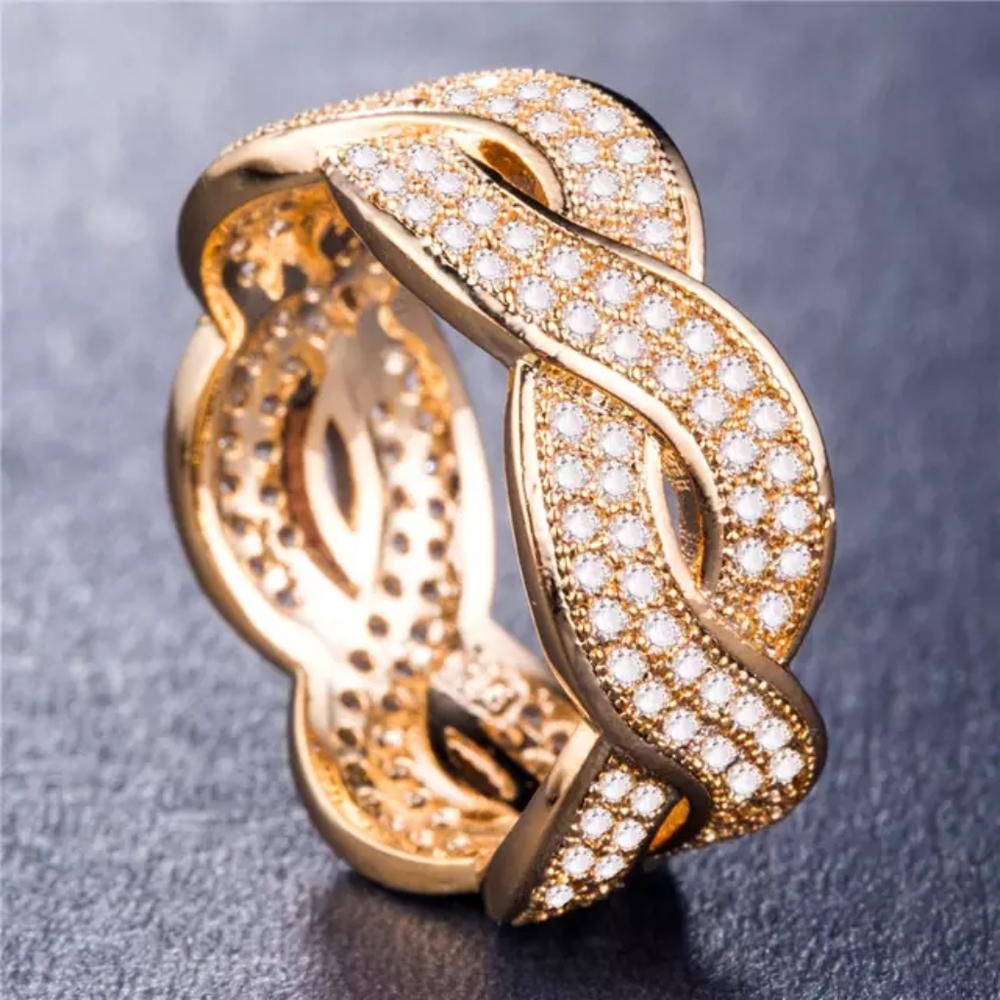 New Yellow Gold Plated Diamond Ring - Picture 2 of 2